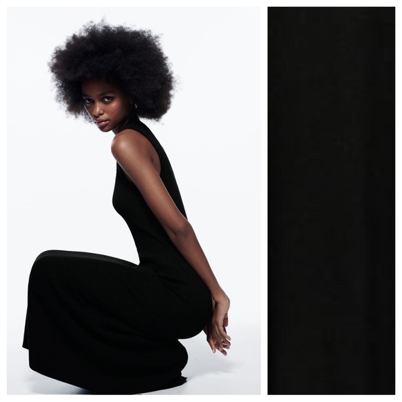 NWT. Zara Black Knitted Midi Sleeveless Dress. Size M. - Picture 3 of 10